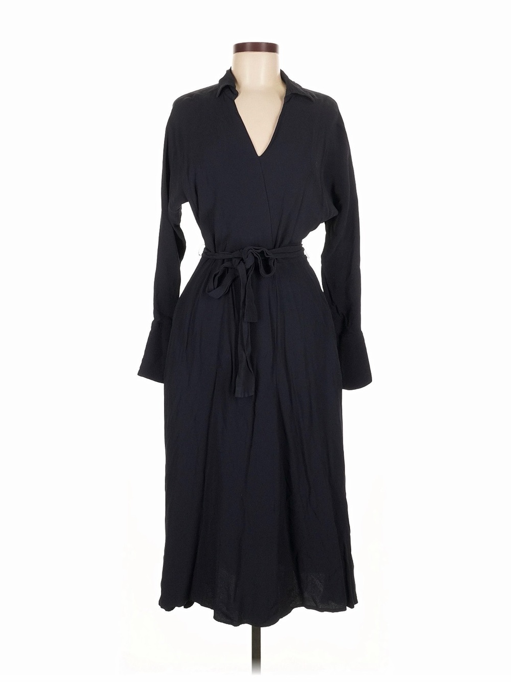 Reiss Black Wrap Midi Dress | Size 8